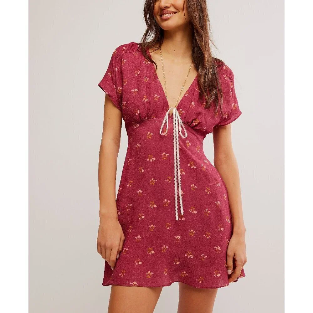 Free People Everyone's Favorite Pink Floral Mini Dress S